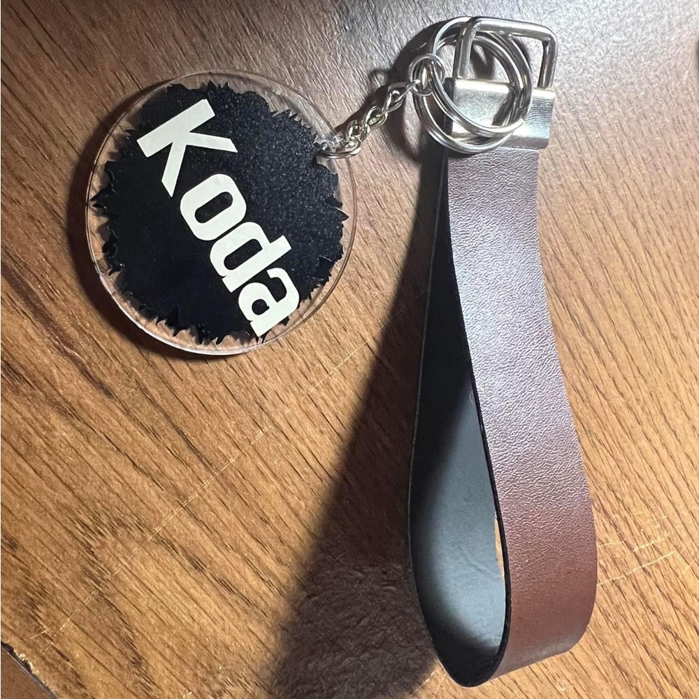 Custom made keychains and wristlet sets